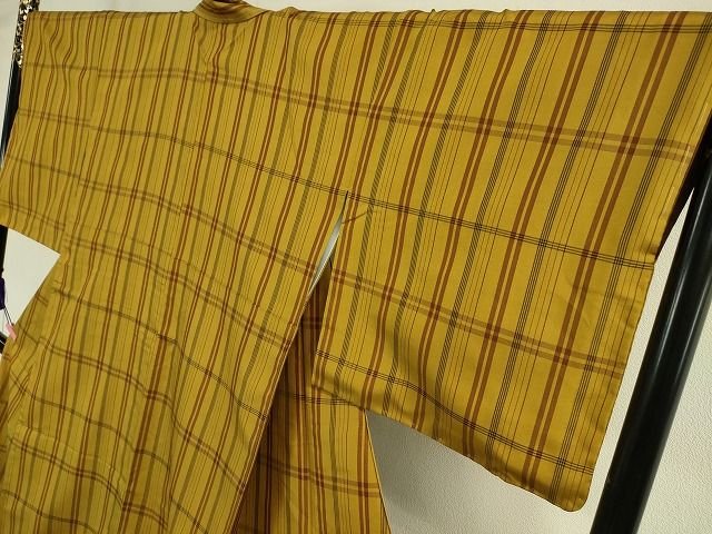 平和屋本店■希少　本場黄八丈　綾織　紬　足高貴　西條謹一　山下みつ子作　証紙付き　逸品　未使用　DZAA2020kh4 - 平和屋
