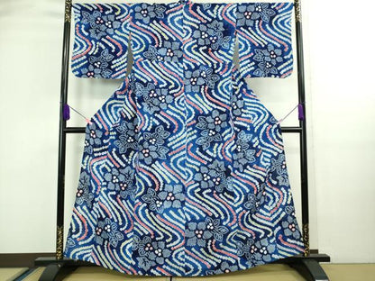 平和屋着物∴極上 夏物 浴衣 有松鳴海絞り 草花文 綿 逸品 DZAA20211kh5