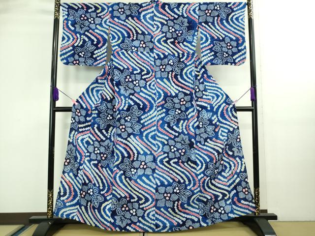 平和屋着物∴極上 夏物 浴衣 有松鳴海絞り 草花文 綿 逸品 DZAA20211kh5