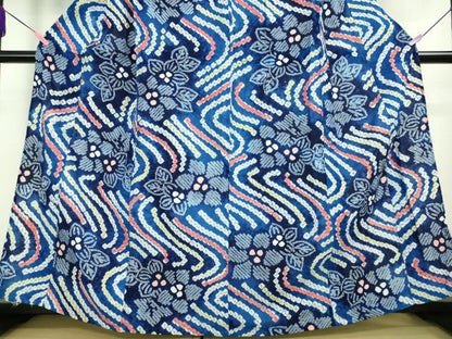 平和屋着物∴極上 夏物 浴衣 有松鳴海絞り 草花文 綿 逸品 DZAA20211kh5