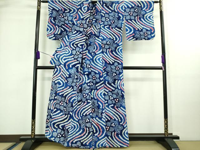 平和屋着物∴極上 夏物 浴衣 有松鳴海絞り 草花文 綿 逸品 DZAA20211kh5