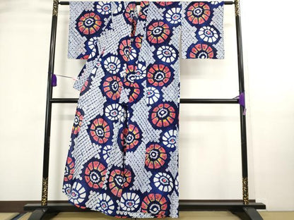 平和屋着物∴極上 夏物 浴衣 有松鳴海絞り 輪 綿 逸品 DZAA20212kh5