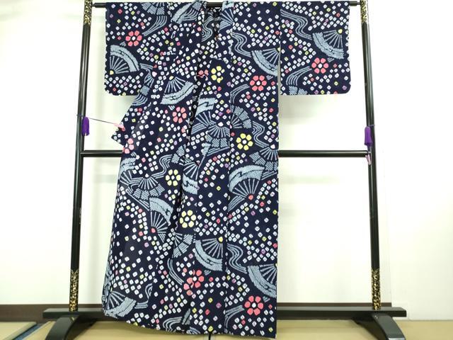 平和屋着物∴極上 夏物 浴衣 有松鳴海絞り 扇花文 綿 逸品 DZAA20215kh5