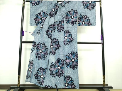 平和屋着物∴極上　夏物　浴衣　有松鳴海絞り　舞花文　大丸扱い　綿　逸品　DZAA20216kh5