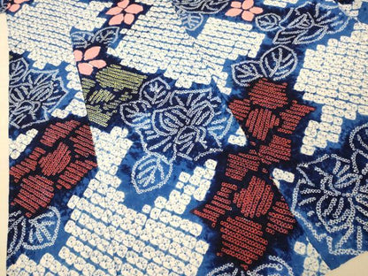 平和屋着物∴極上　夏物　浴衣　有松鳴海絞り　草花文　綿　逸品　DZAA20219kh5