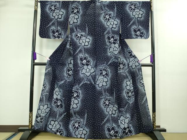 平和屋着物∴極上 夏物 浴衣 有松鳴海絞り 草花文 綿 逸品 未使用 DZAA20221kh5