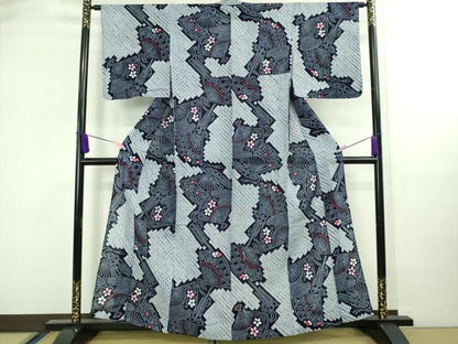 平和屋着物∴極上 夏物 浴衣 有松鳴海絞り 舞扇面亀甲花文 綿 逸品 未使用 DZAA20223kh5