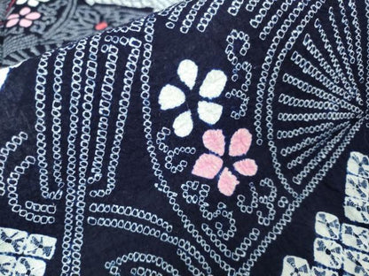 平和屋着物∴極上 夏物 浴衣 有松鳴海絞り 舞扇面亀甲花文 綿 逸品 未使用 DZAA20223kh5
