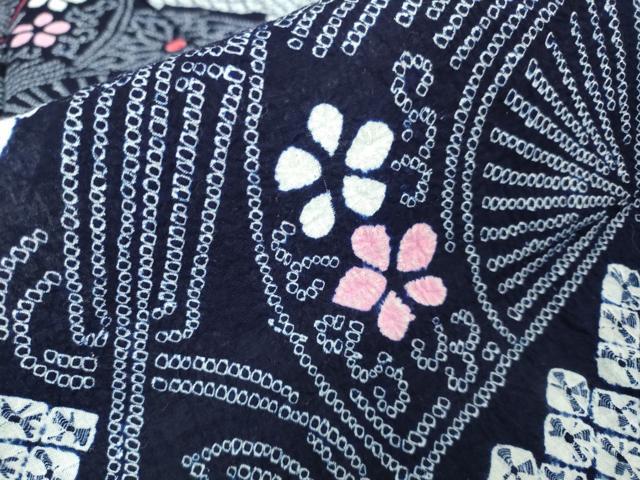 平和屋着物∴極上 夏物 浴衣 有松鳴海絞り 舞扇面亀甲花文 綿 逸品 未使用 DZAA20223kh5
