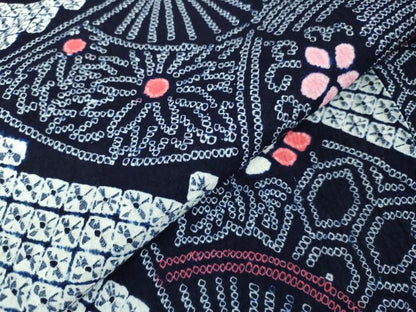 平和屋着物∴極上 夏物 浴衣 有松鳴海絞り 舞扇面亀甲花文 綿 逸品 未使用 DZAA20223kh5