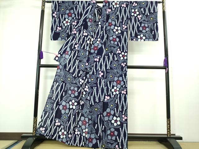平和屋着物∴極上 夏物 浴衣 有松鳴海絞り 草花文 綿 逸品 DZAA20227kh5