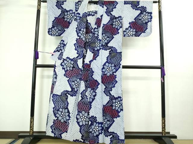 平和屋着物∴極上 夏物 浴衣 有松鳴海絞り 扇花文 綿 逸品 DZAA20228kh5