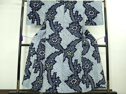 平和屋着物∴極上 夏物 浴衣 有松鳴海絞り 草花文 綿 逸品 DZAA20229kh5