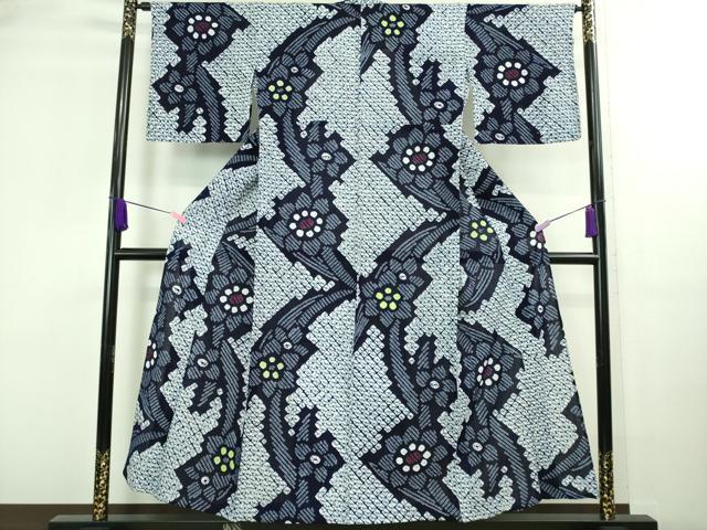 平和屋着物∴極上 夏物 浴衣 有松鳴海絞り 草花文 綿 逸品 DZAA20229kh5