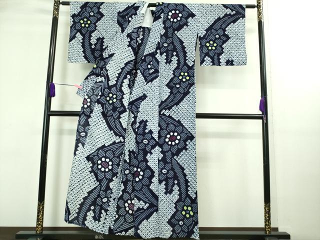 平和屋着物∴極上 夏物 浴衣 有松鳴海絞り 草花文 綿 逸品 DZAA20229kh5