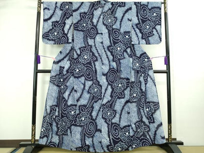 平和屋着物∴極上 夏物 浴衣 有松鳴海絞り 花唐草文 綿 逸品 未使用 DZAA20231kh5