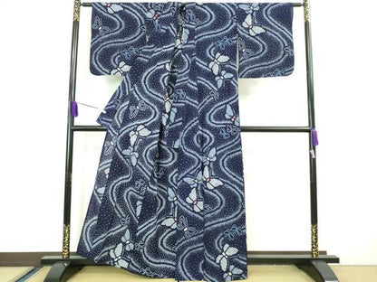 平和屋着物∴極上 夏物 浴衣 有松鳴海絞り 舞蝶文 綿 逸品 DZAA20237kh5