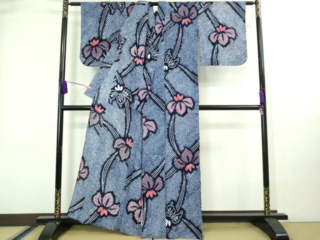 平和屋着物∴極上 夏物 浴衣 有松鳴海絞り 杜若 綿 逸品 DZAA20239kh5