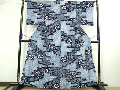 平和屋本店■極上　夏物　浴衣　有松鳴海絞り　青海波花文　綿　逸品　DZAA20241kh5