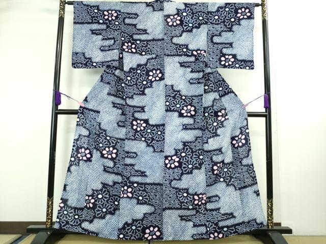 平和屋本店■極上　夏物　浴衣　有松鳴海絞り　青海波花文　綿　逸品　DZAA20241kh5