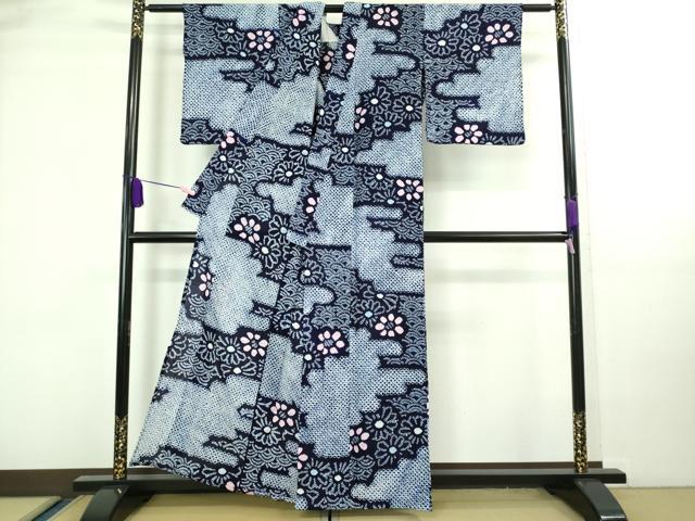 平和屋本店■極上　夏物　浴衣　有松鳴海絞り　青海波花文　綿　逸品　DZAA20241kh5