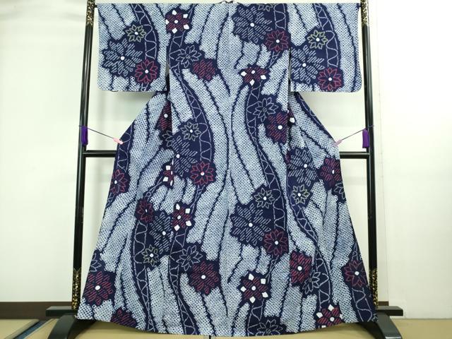 平和屋着物∴極上 夏物 浴衣 有松鳴海絞り 舞花文 綿 逸品 未使用 DZAA20243kh5