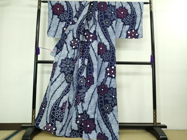 平和屋着物∴極上 夏物 浴衣 有松鳴海絞り 舞花文 綿 逸品 未使用 DZAA20243kh5