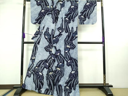 平和屋着物∴極上 夏物 浴衣 有松鳴海絞り 杜若 綿 逸品 DZAA20249kh5