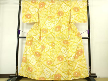 平和屋着物∴極上 夏物 浴衣 有松鳴海絞り 薔薇 バラ 綿 逸品 未使用 DZAA20251kh5