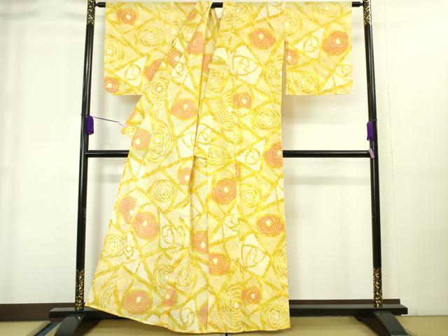 平和屋着物∴極上 夏物 浴衣 有松鳴海絞り 薔薇 バラ 綿 逸品 未使用 DZAA20251kh5