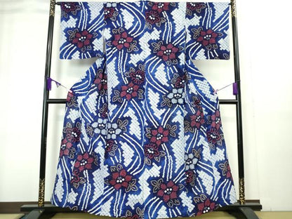 平和屋着物∴極上 夏物 浴衣 有松鳴海絞り 草花文 綿 逸品 未使用 DZAA20254kh5
