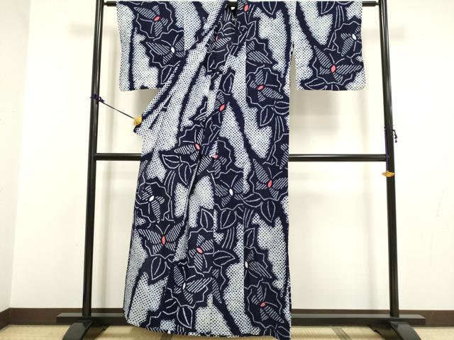 平和屋着物∴極上 夏物 浴衣 有松鳴海絞り 舞蝶花文 綿 逸品 DZAA20256kh5