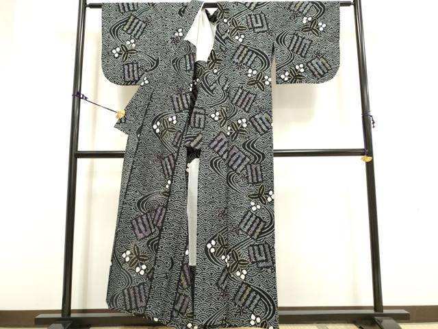 平和屋着物∴極上 夏物 浴衣 有松鳴海絞り 源氏香 青海波花文 綿 逸品 DZAA20257kh5