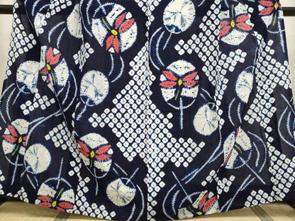 平和屋着物∴極上 夏物 浴衣 有松鳴海絞り 蜻蛉 団扇 綿 逸品 DZAA20259kh5