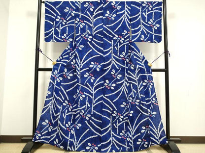 平和屋着物∴極上 夏物 浴衣 有松鳴海絞り 蜻蛉 トンボ 綿 逸品 DZAA20261kh5