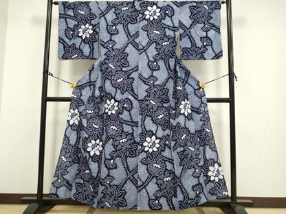 平和屋着物∴極上 夏物 浴衣 有松鳴海絞り 草花文 綿 逸品 DZAA20262kh5