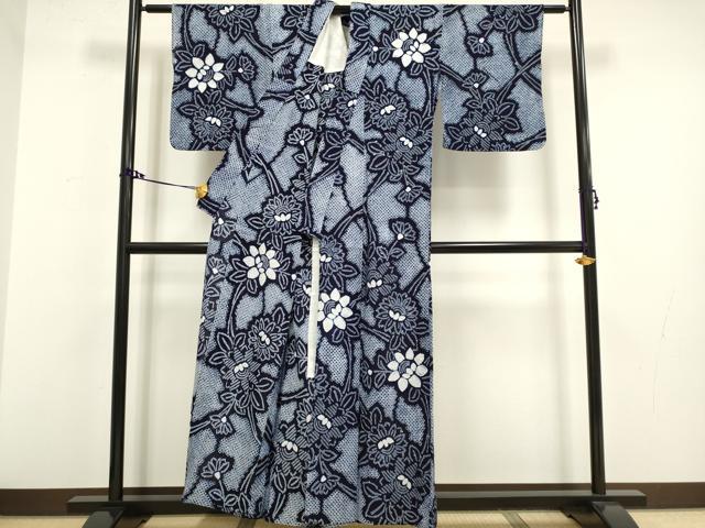 平和屋着物∴極上 夏物 浴衣 有松鳴海絞り 草花文 綿 逸品 DZAA20262kh5