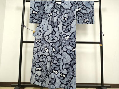 平和屋着物∴極上 夏物 浴衣 有松鳴海絞り 草花文 綿 逸品 DZAA20264kh5