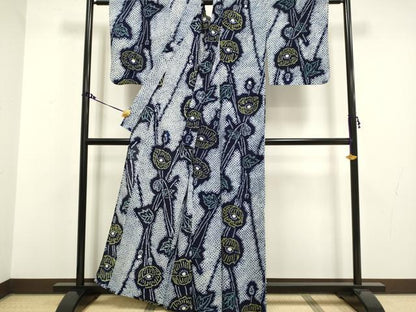 平和屋着物∴極上　夏物　浴衣　有松鳴海絞り　草花文　綿　逸品　DZAA20265kh5