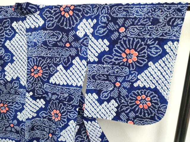 平和屋着物∴極上 夏物 浴衣 有松鳴海絞り エ霞花文 綿 逸品 未使用 DZAA20266kh5