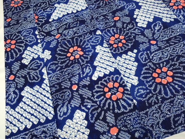 平和屋着物∴極上 夏物 浴衣 有松鳴海絞り エ霞花文 綿 逸品 未使用 DZAA20266kh5