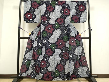 平和屋着物∴極上 夏物 浴衣 有松鳴海絞り 草花文 綿 逸品 DZAA20273kh5