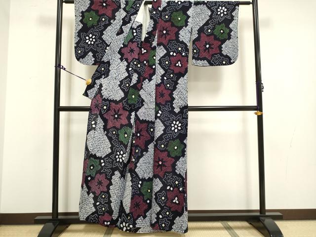 平和屋着物∴極上 夏物 浴衣 有松鳴海絞り 草花文 綿 逸品 DZAA20273kh5