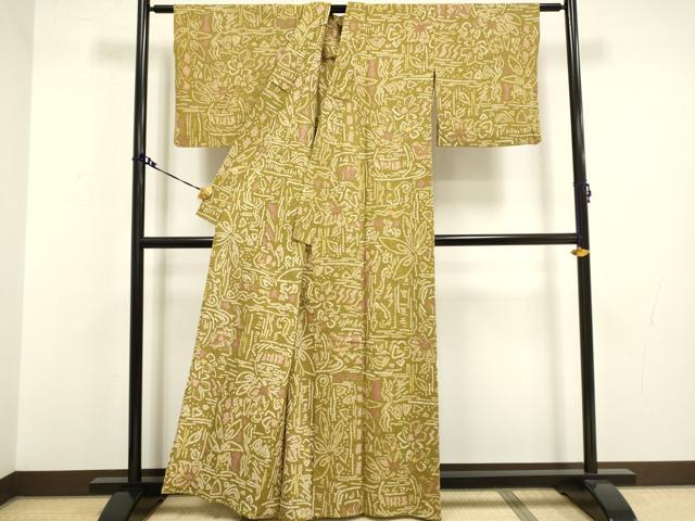 平和屋着物∴極上 夏物 浴衣 有松鳴海絞り 幾何学花文 証紙付き 綿 逸品 DZAA20274kh5