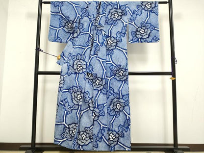 平和屋着物∴極上 夏物 浴衣 有松鳴海絞り 枝花文 綿 逸品 DZAA20275kh5