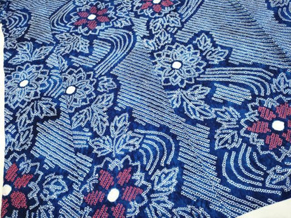 平和屋着物∴極上　夏物　浴衣　有松鳴海絞り　流水花文　綿　逸品　DZAA20276kh5