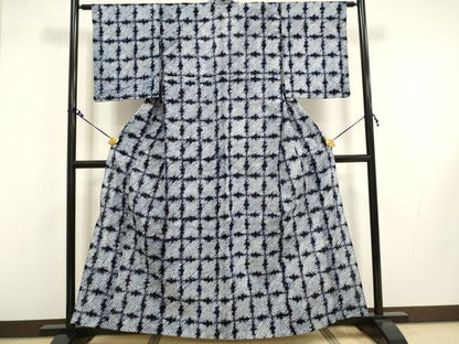平和屋着物∴極上 夏物 浴衣 有松鳴海絞り 格子 綿 逸品 DZAA20280kh5