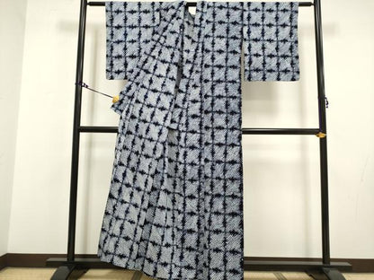 平和屋着物∴極上 夏物 浴衣 有松鳴海絞り 格子 綿 逸品 DZAA20280kh5