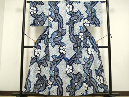 平和屋着物∴極上 夏物 浴衣 有松鳴海絞り 草花文 綿 逸品 DZAA20281kh5
