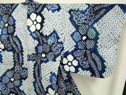 平和屋着物∴極上 夏物 浴衣 有松鳴海絞り 草花文 綿 逸品 DZAA20281kh5